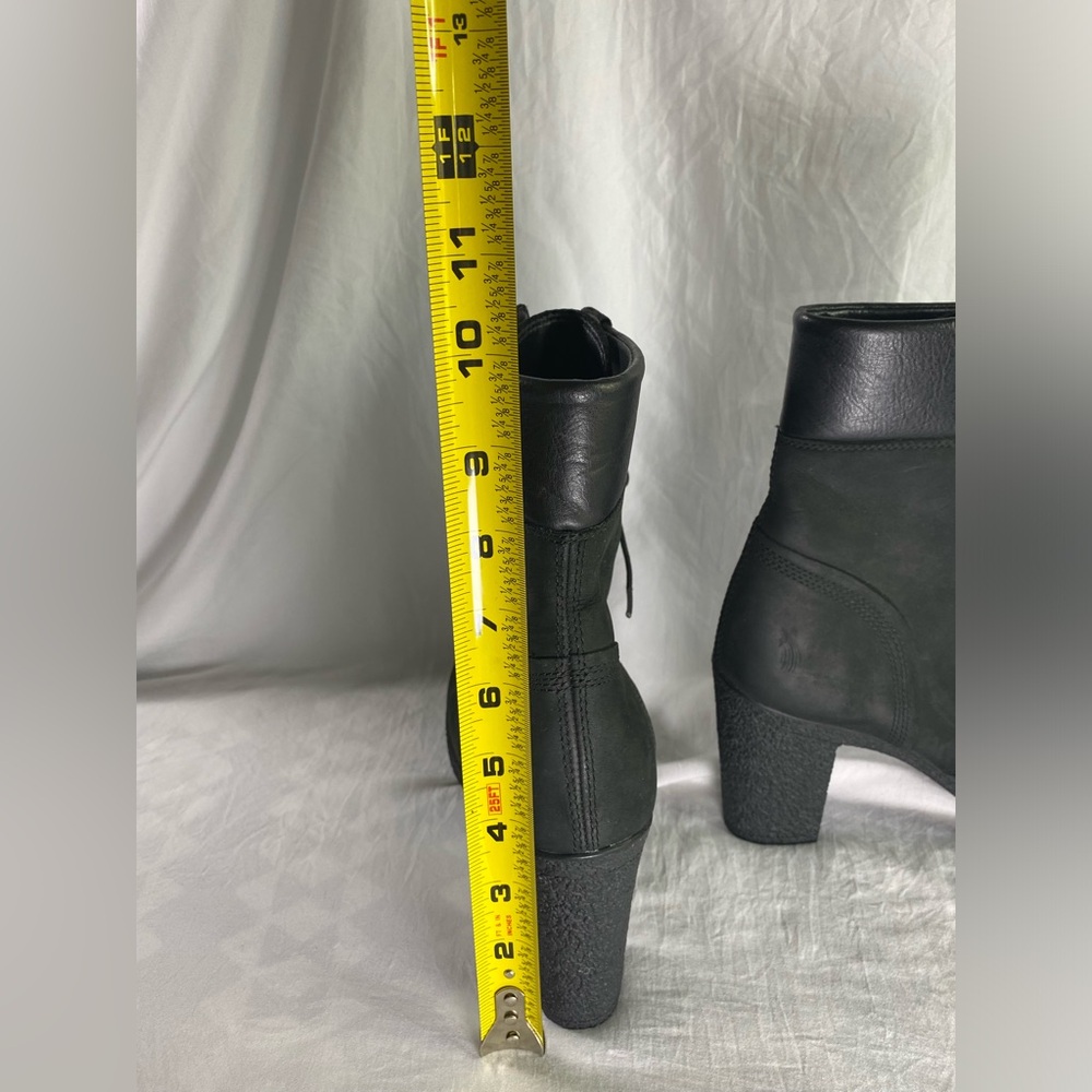 Timberland Black Leather Suede Glancy 3.5” Heel 8432A 4834 Size 10 EUC - Picture 3 of 16